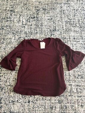 Green Envelope Deep Burgundy Blouse
